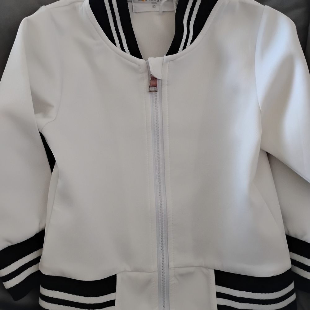 Kids Classic White and Black Zip-Up Jacket